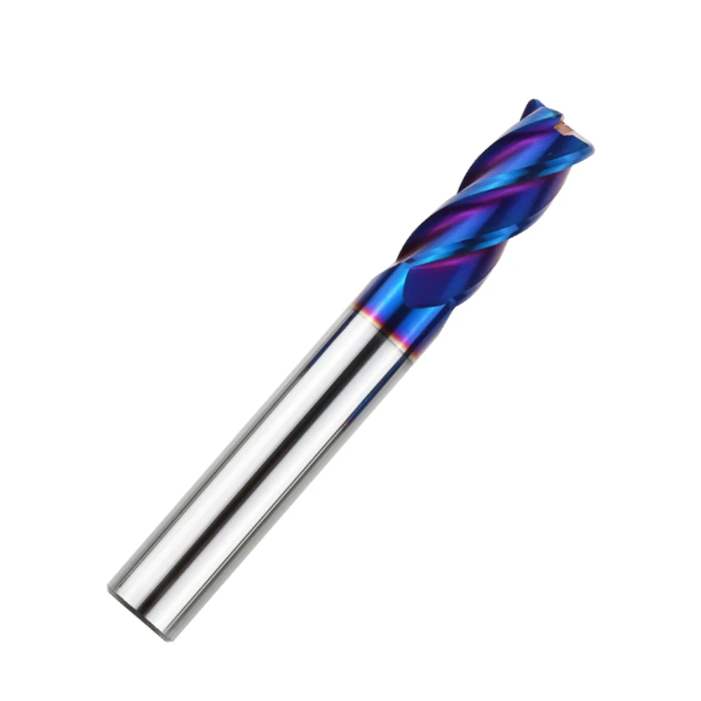 H65ffafc76cdb477aa778ed860cf48354F Solid Blue Carbide Endmill CNC Machine Cutter Hand Tools for Metal HRC45 55 60 70 Square Face Milling Cutter Bits End Mill