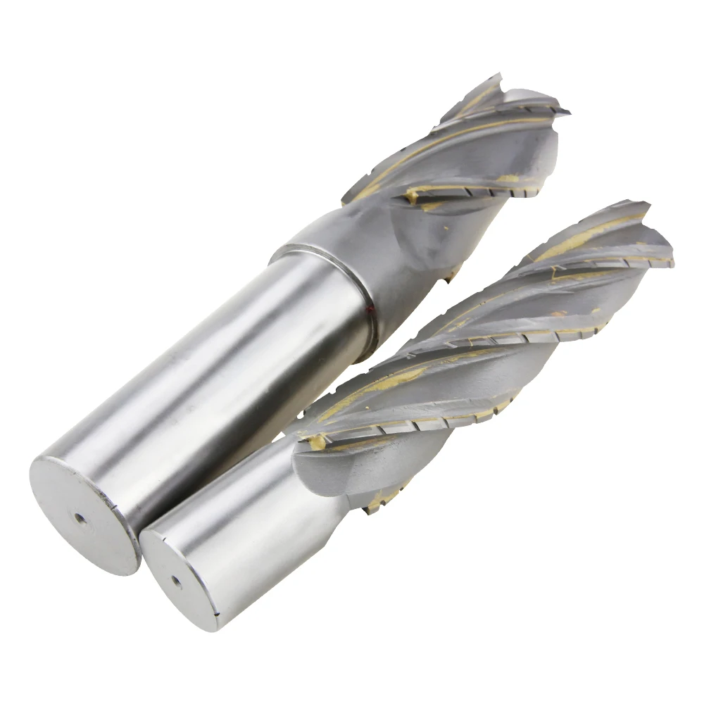 Super Hard Straight Shank Wave Edge Milling Cutter 6-20mm Four-edged  Inlaid Alloy  Corn Rough Leather End Mill